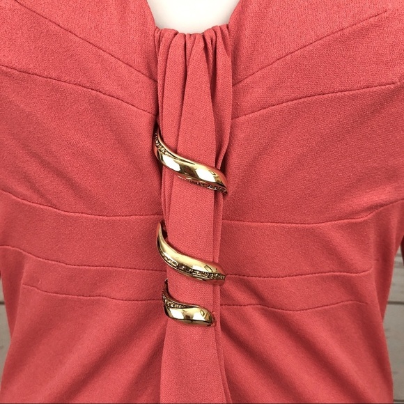 Roberto Cavalli Pink Coral Gold Sheath Dress - Picture 5 of 8